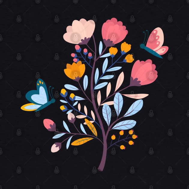 Floral Branch Butterfly by Mako Design 